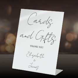 モノクロ ミニマル スクリプト カードとギフト 台座サイン