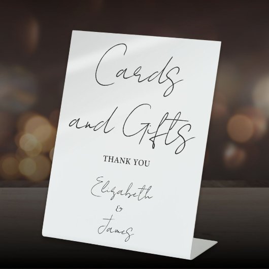 モノクロ ミニマル スクリプト カードとギフト 台座サイン