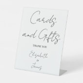 モノクロ ミニマル スクリプト カードとギフト 台座サイン (正面)