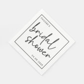 モノクロ ミニマル スクリプト ブライダル シャワー スタンダードランチョンナプキン (角)