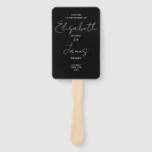 モノクロ ミニマル スクリプト 結婚式プログラム ハンドファン (正面)