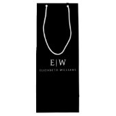 モノクロ ミニマル モダン モノグラム ワインギフトバッグ (裏面)