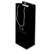 モノクロ ミニマル モダン モノグラム ワインギフトバッグ (正面アングル)