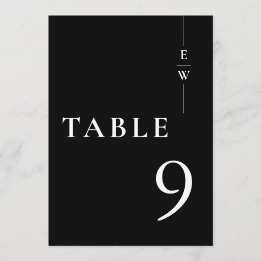 モノクロ ミニマル モノグラム テーブル ナンバー 招待状 (正面)