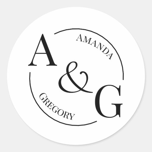 モノクロ ミニマル モノグラム ネーム ステッカー (正面)