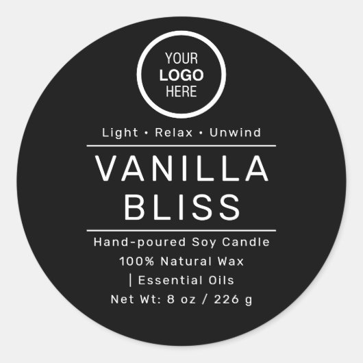 モノクロ ミニマル ラベル 手作り ソイ キャンドル (正面)