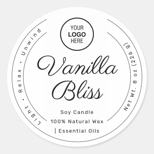 モノクロ ミニマル ラベル 手作り ソイ キャンドル (正面)