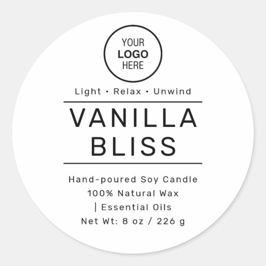 モノクロ ミニマル ラベル 手作り ソイ キャンドル (正面)