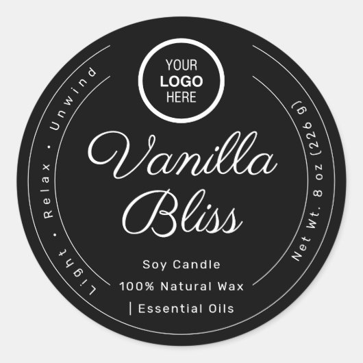 モノクロ ミニマル ラベル 手作り ソイ キャンドル (正面)