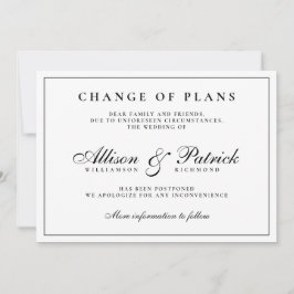 モノクロ ミニマル 延期 結婚式 案内状