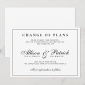 モノクロ ミニマル 延期 結婚式 案内状 (正面/裏面)