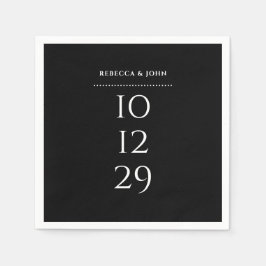 モノクロ ミニマル 特別な日のウェディング スタンダードカクテルナプキン