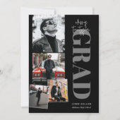 モノクロ ミニマル 現代 縦 5 枚 写真 卒業 招待状 (正面)