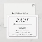 モノクロ ミニマル 結婚式 RSVP インビテーションポストカード (正面/裏面)
