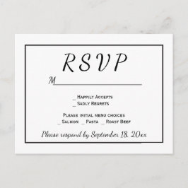 モノクロ ミニマル 結婚式 RSVP インビテーションポストカード
