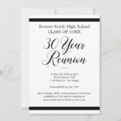 モノクロ ミニマル 30周年 クラス リユニオン 招待状 (正面)