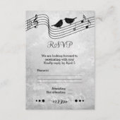 モノクロ ミュージック テーマのウェディング RSVP カード (正面)