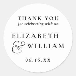 モノクロ モダン モノグラム 結婚式 お礼 ラウンドシール