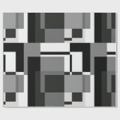 モノクロ モンドリアンスタイル抽象幾何学 ラッピングペーパー (フラット)