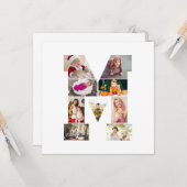 モノクロ レターM フォト コラージュ カード (正面/裏面インサイチュ)