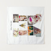 モノクロ レターM フォト コラージュ タペストリー (正面(横))