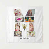 モノクロ レターM フォト コラージュ タペストリー (正面)