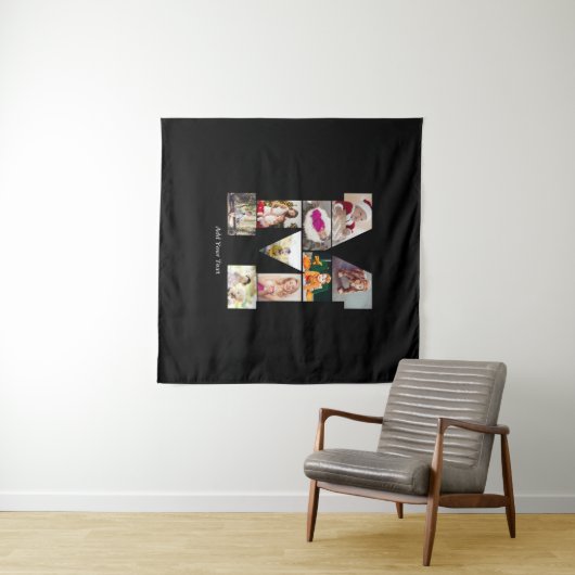 モノクロ レターM フォト コラージュ タペストリー (インサイチュ(横))