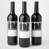 モノクロ レトロ タイポグラフィー 新年の夜のパーティー ワインラベル (ボトル)