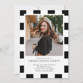 モノクロ レトロ チェック柄 アーチ クラシック フォト 卒業式 招待状 (裏面)