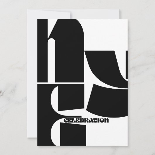 モノクロ レトロ 新年のパーティー 招待状 (正面)