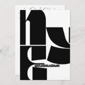 モノクロ レトロ 新年のパーティー 招待状 (正面/裏面)