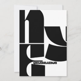 モノクロ レトロ 新年のパーティー 招待状