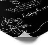 モノクロ ローズ リング ハント ブライダル シャワー ゲーム ポスター (角)