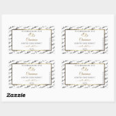 モノクロ ワード アート製品ラベル ゴールド ハート 長方形シール (シート)