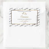 モノクロ ワード アート製品ラベル ゴールド ハート 長方形シール (バッグ)