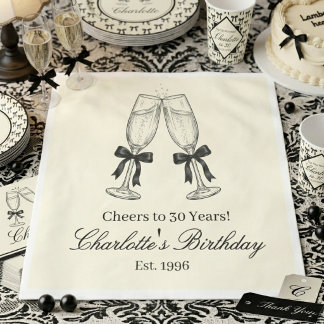 モノクロ ヴィンテージ シャンパン お誕生日会 スタンダードランチョンナプキン