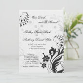 モノクロ ヴィンテージ フラワー ウェディング 招待状 (スタンド正面)