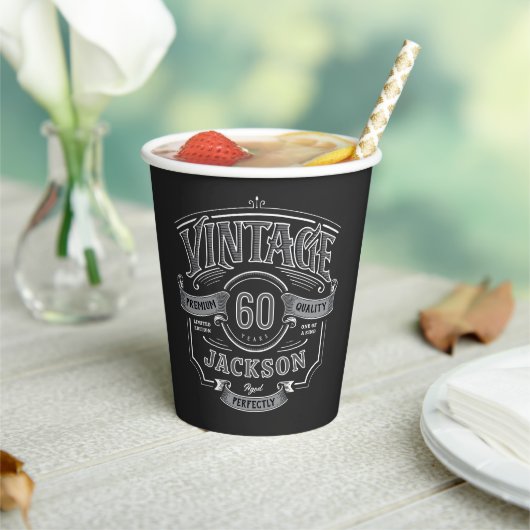 モノクロ ヴィンテージ 完璧な誕生日 紙コップ (インサイチュ)