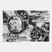モノクロ 幾何学 アート 4 キッチンタオル (横)