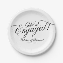 モノクロ　私たちは婚約しました 婚約パーティー ペーパープレート