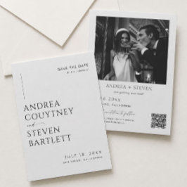 モノクロ 結婚式 Save the Date 招待状