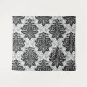 モノクロ 花柄 タペストリー (正面(横))