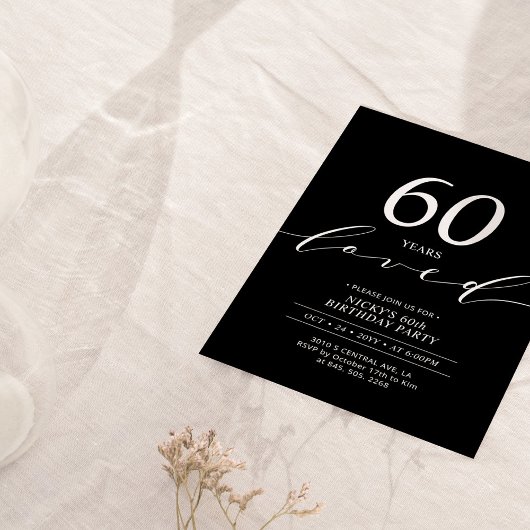 モノクロ | 60周年 愛されて60歳の誕生日パーティー 招待状