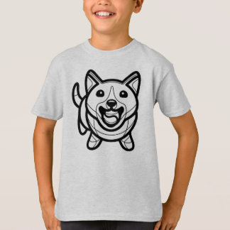モノクロ#60 - ボールを抱えた犬 Tシャツ