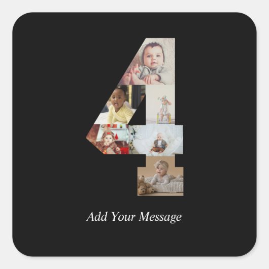 モノクロ　No.4　写真コラージュ スクエアシール (正面)