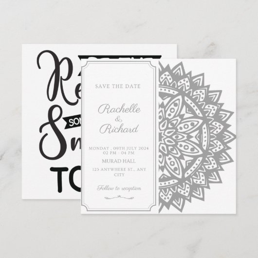 モノクロ Save The Date 招待状 (正面/裏面)