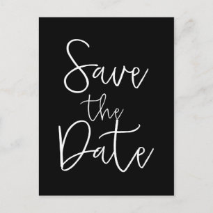 モノクロ SAVE THE DATE 現代的なスクリプト ポストカード