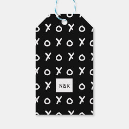 モノクロ X O XO X&Oのトレンディでかわいいパーティー ギフトタグ