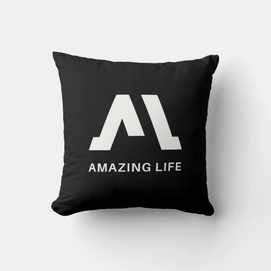 モノクロAロゴ Amazing Life クッション (正面)