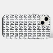 モノクロBLAH BLAH BLAHタイポグラフィ iPhoneケース (裏面横)